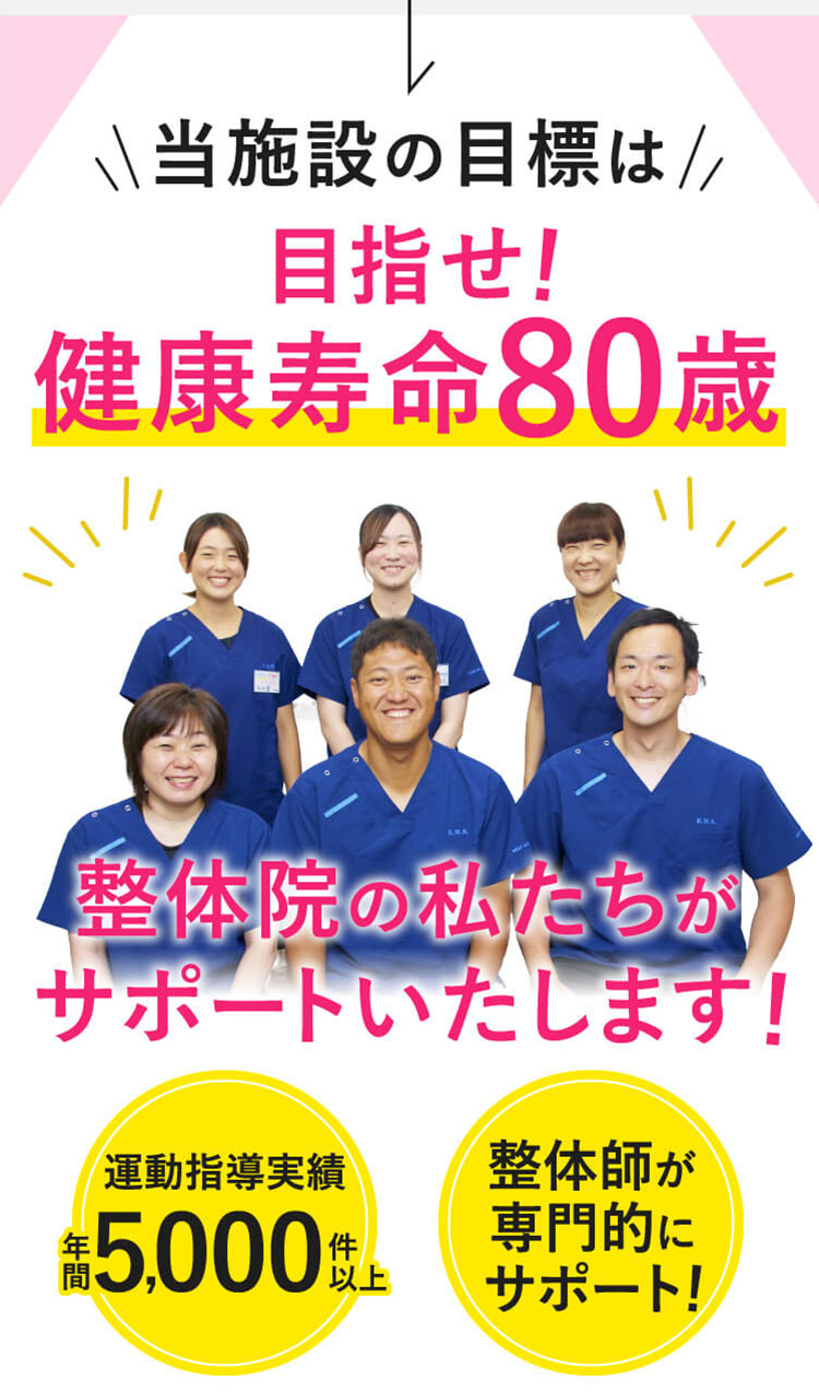 当施設の目標は目指せ健康寿命80歳