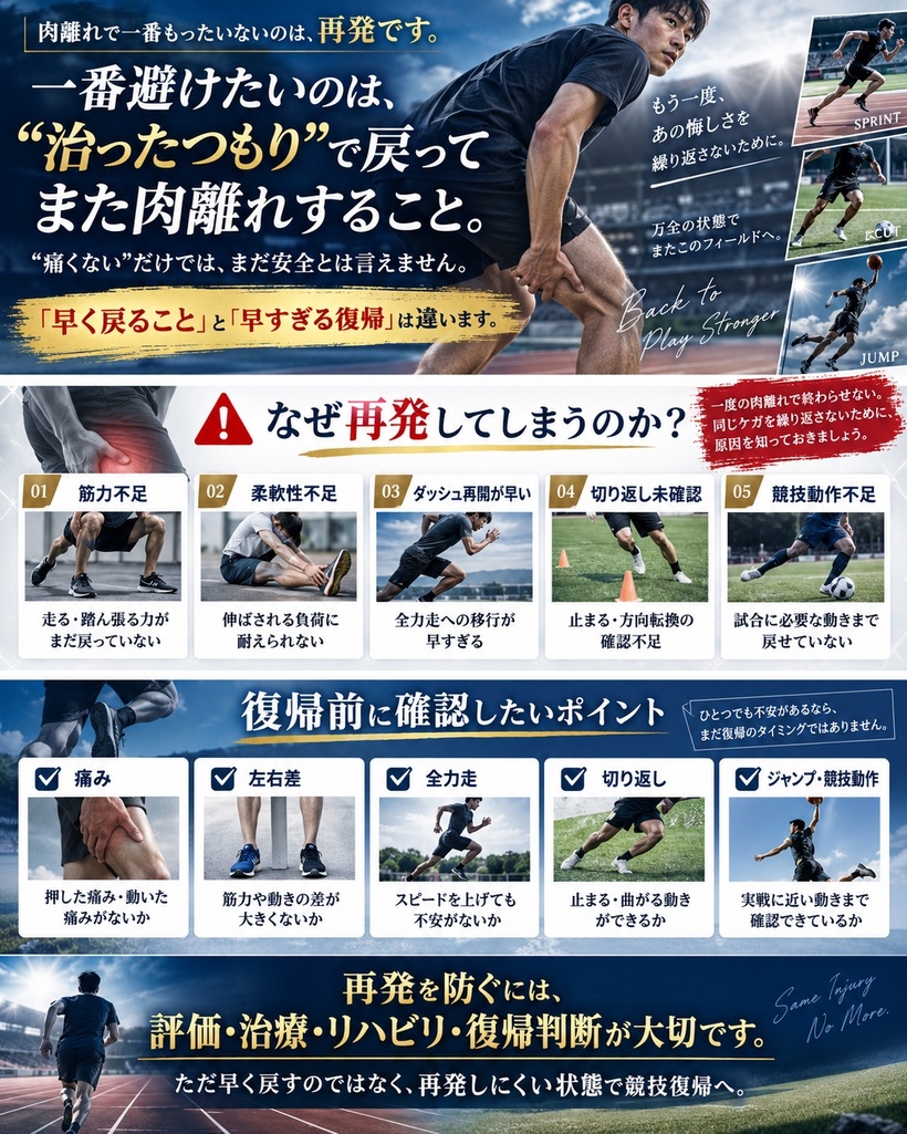 肉離れの再発を防ぐための復帰サポート
